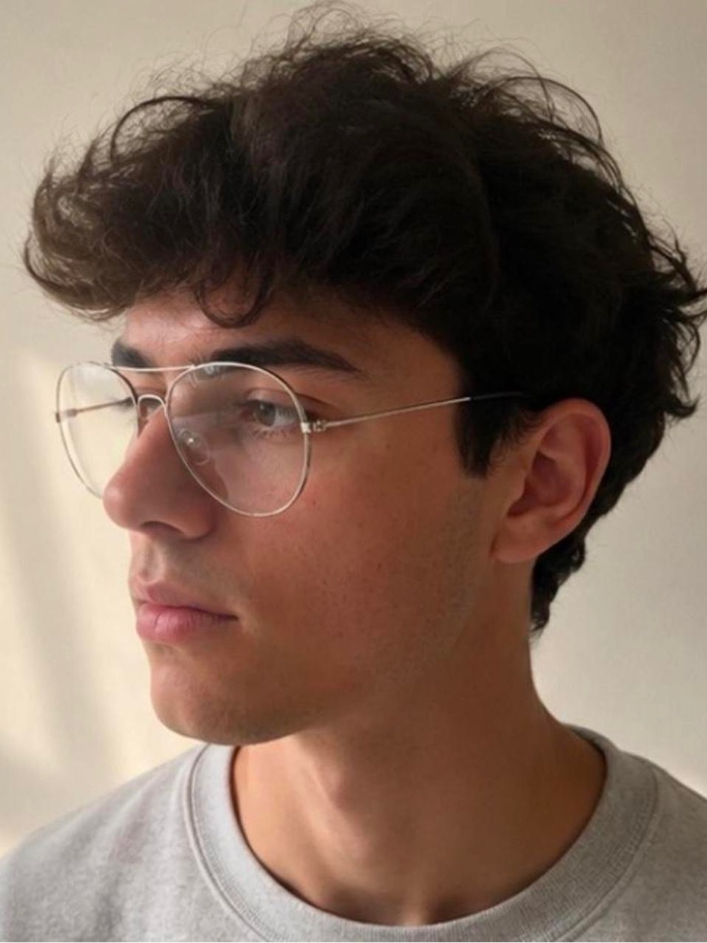 Men’s Silver Metal Wire Frame Clear Lens Glasses Retro Minimalist Eyewear